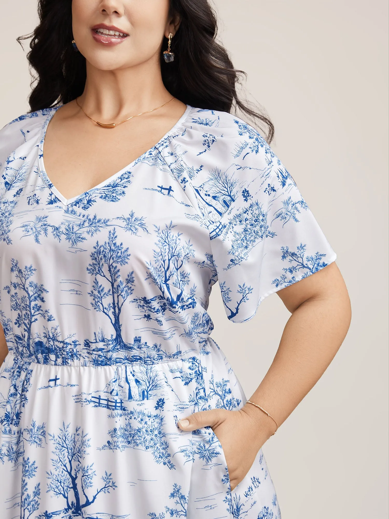 Spring Dreams Stretchy-Waist Midi Dress sold by Bloomchic product image thumbnail 3