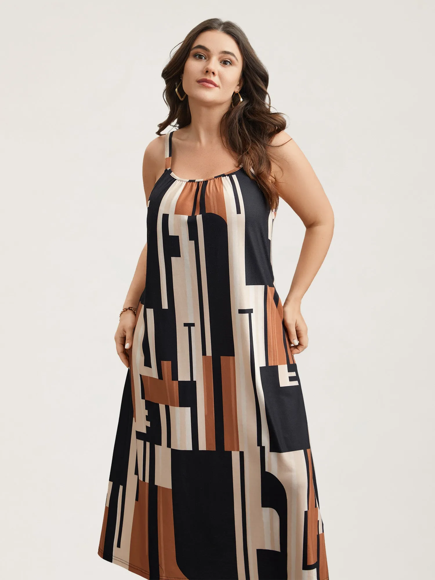 Abstract Print Pockets Cami Midi Dress sold by Bloomchic product image thumbnail 3