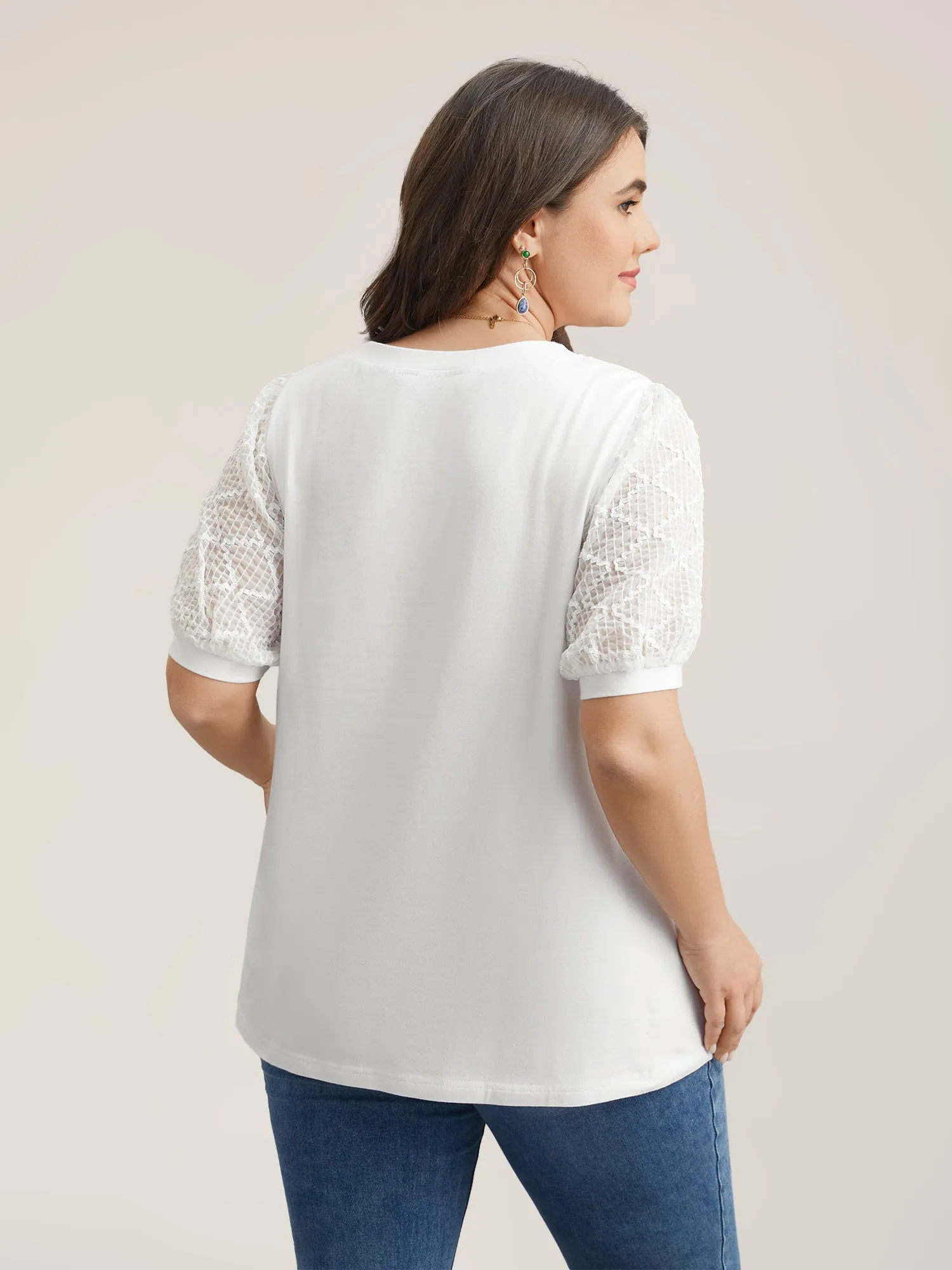 Textured Bubble Lantern Sleeve T-Shirt sold by Bloomchic product image thumbnail 5