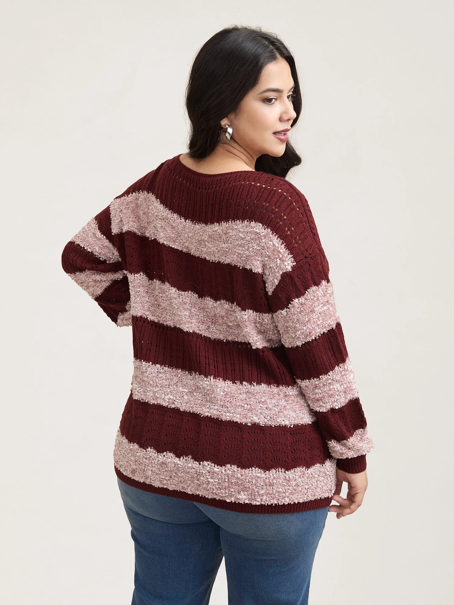 Striped Color-Block Textured Pullover sold by Bloomchic product image thumbnail 2