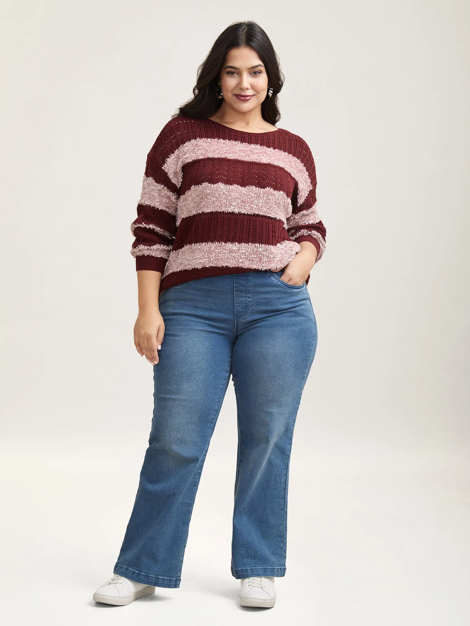 Striped Color-Block Textured Pullover sold by Bloomchic product image thumbnail 3