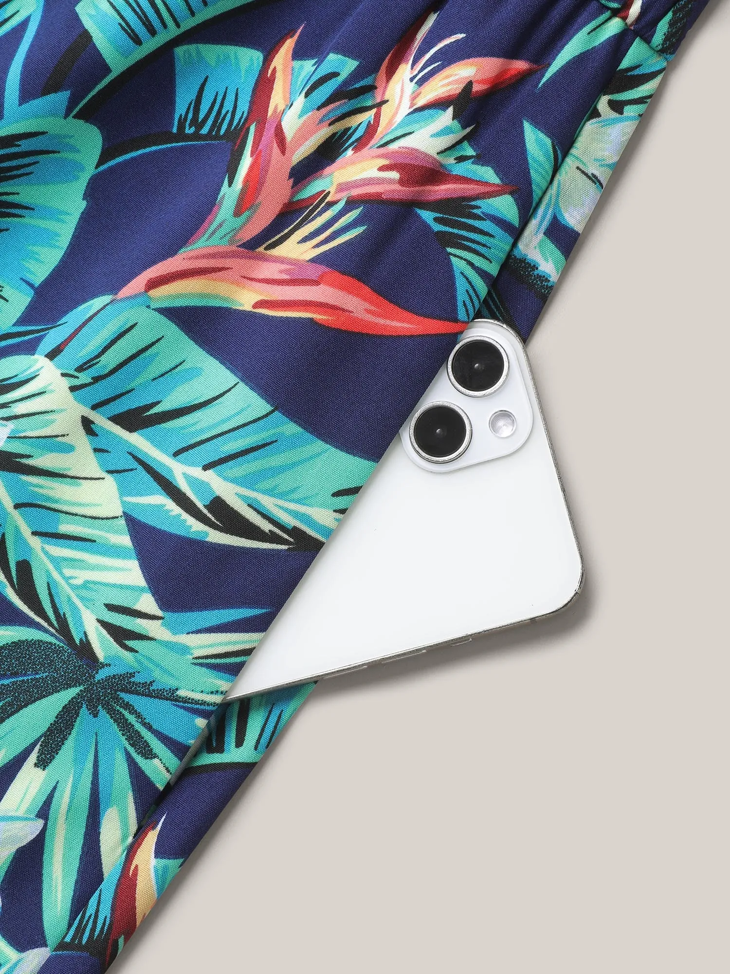 Tropical Print Cold-Shoulder Belted Jumpsuit sold by Bloomchic product image thumbnail 5