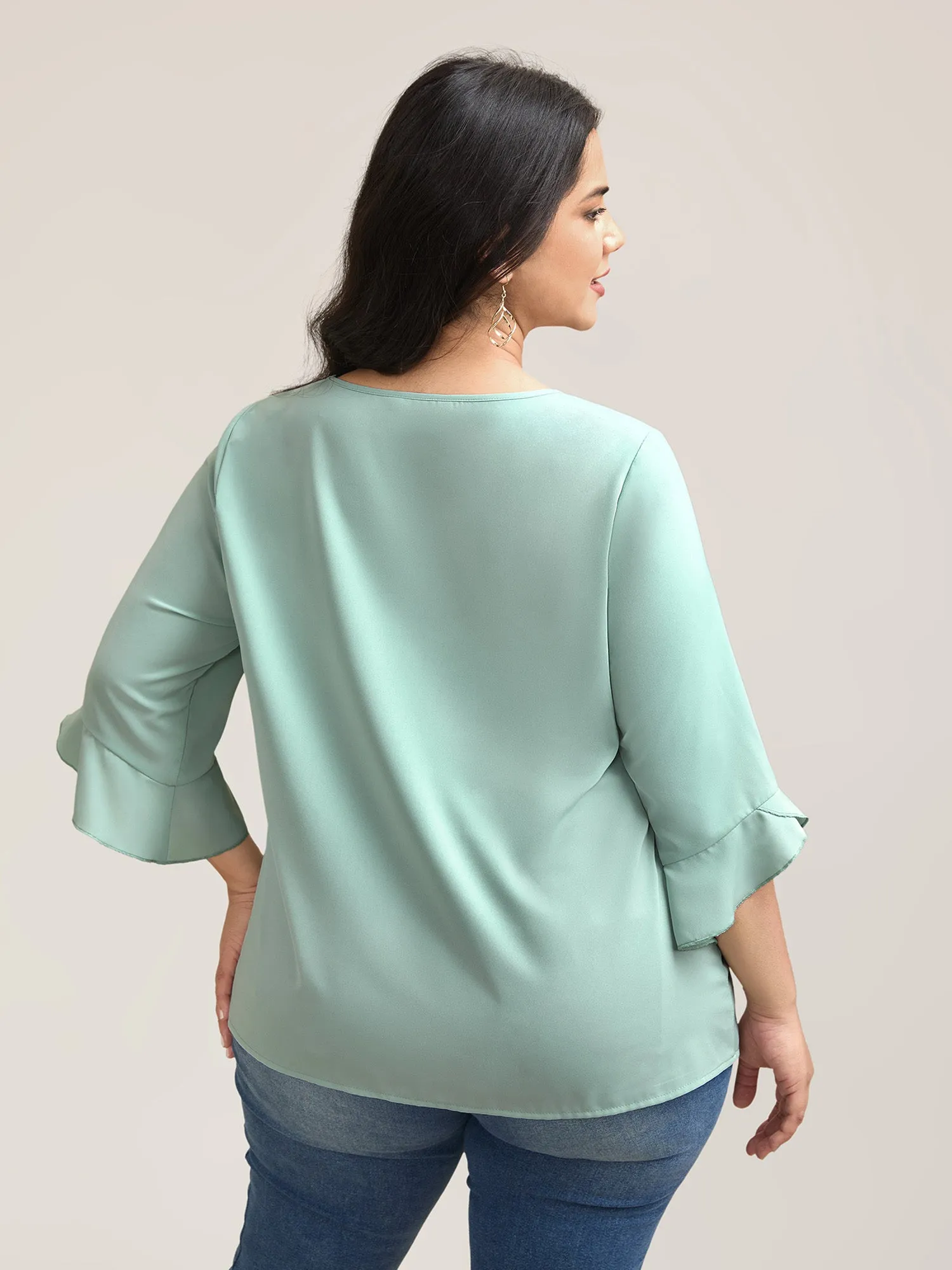 Lotus Leaf Sleeve Round Neck Shirt sold by Bloomchic product image thumbnail 4