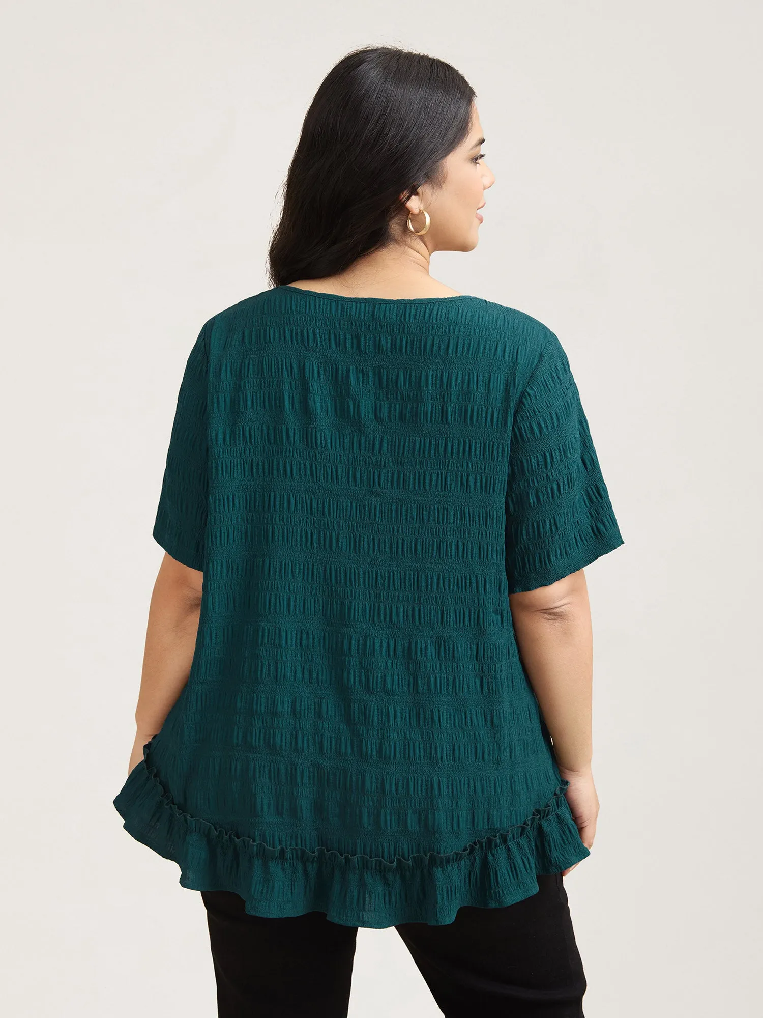Textured Spliced Ruffle Edge Top sold by Bloomchic product image thumbnail 3