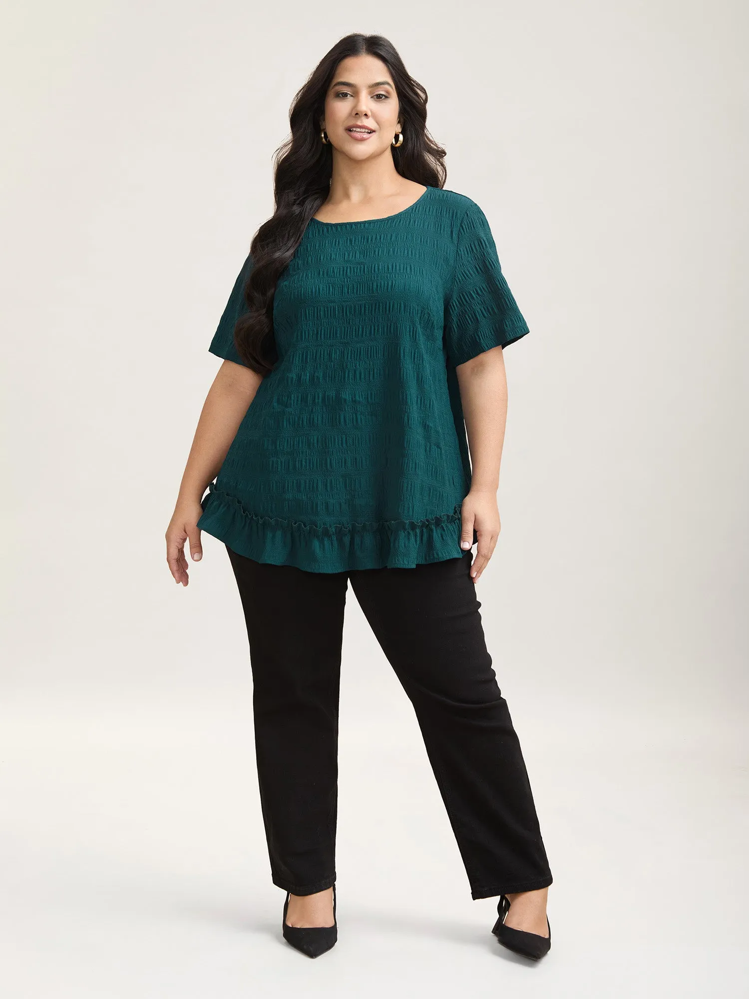 Textured Spliced Ruffle Edge Top sold by Bloomchic product image thumbnail 2