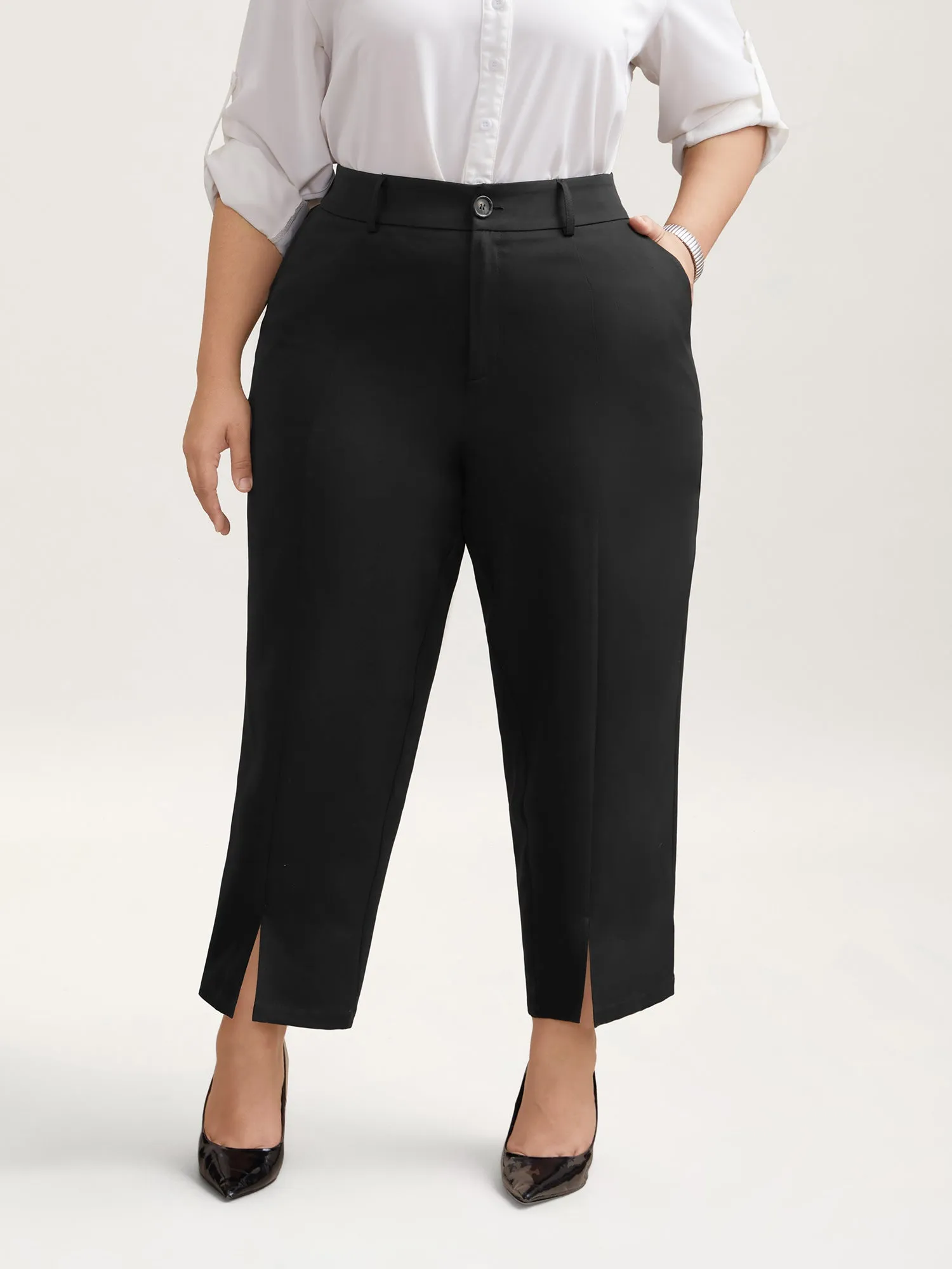 Pleated Loop Straight-Leg Pants sold by Bloomchic