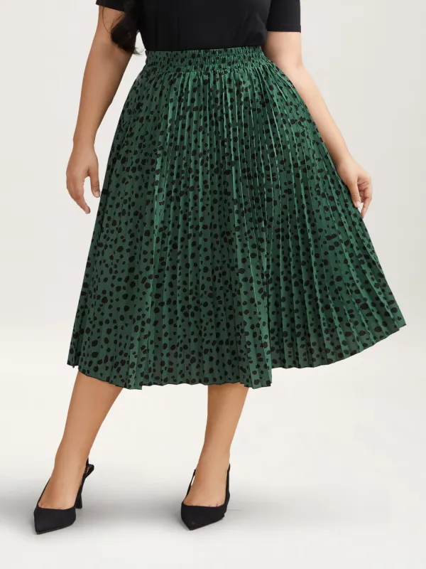 Dot Print Pleated Midi Skirt sold by Bloomchic