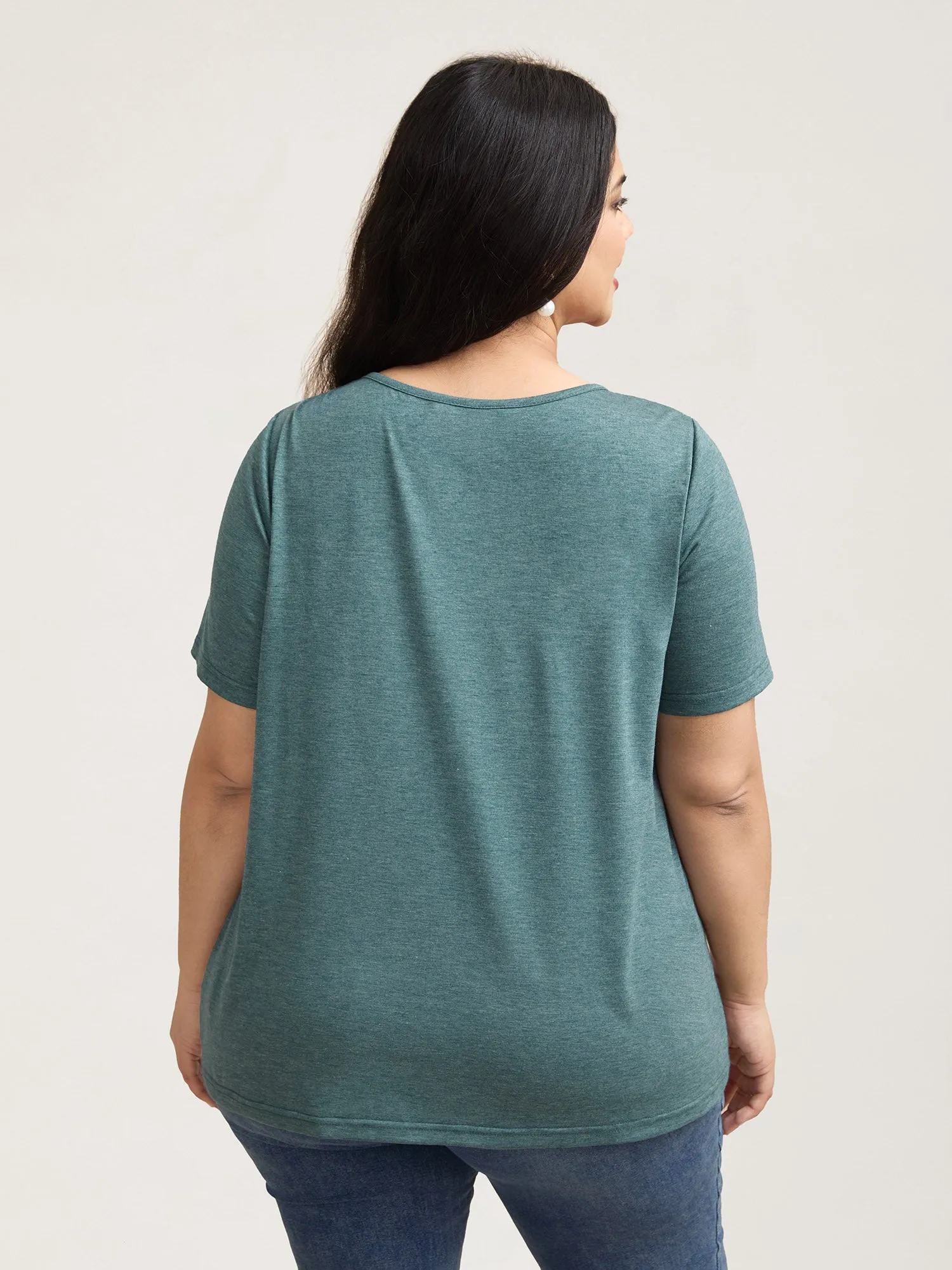 Shirred Detail Round Neck T-Shirt sold by Bloomchic product image thumbnail 4