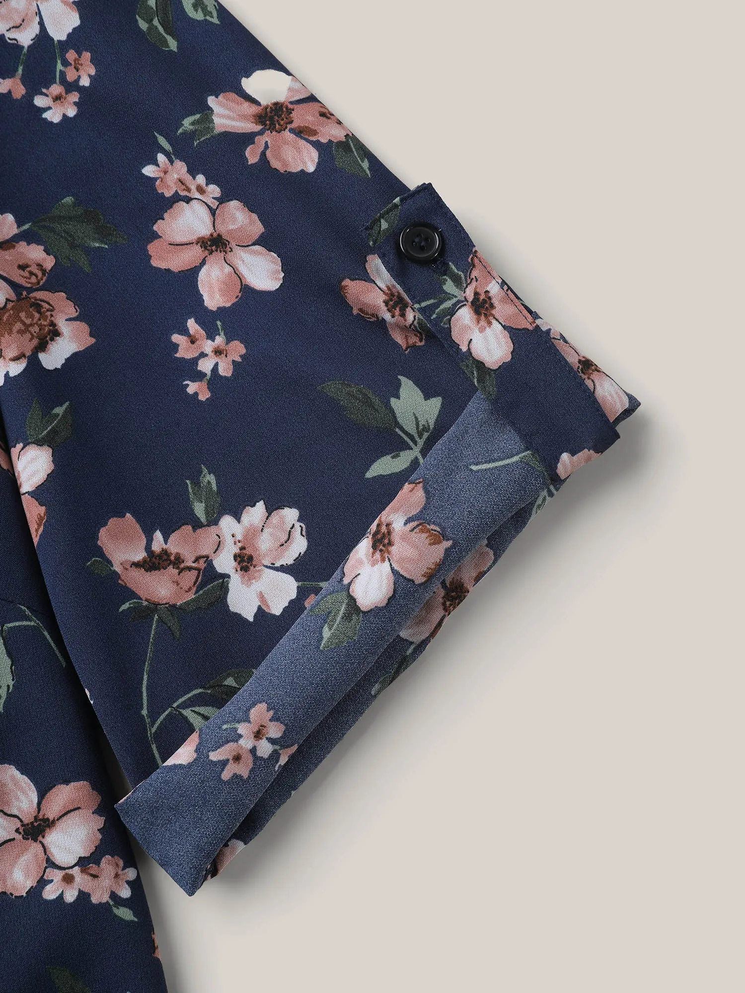 Floral Print Tab Sleeve Pintuck Shirt sold by Bloomchic product image thumbnail 5