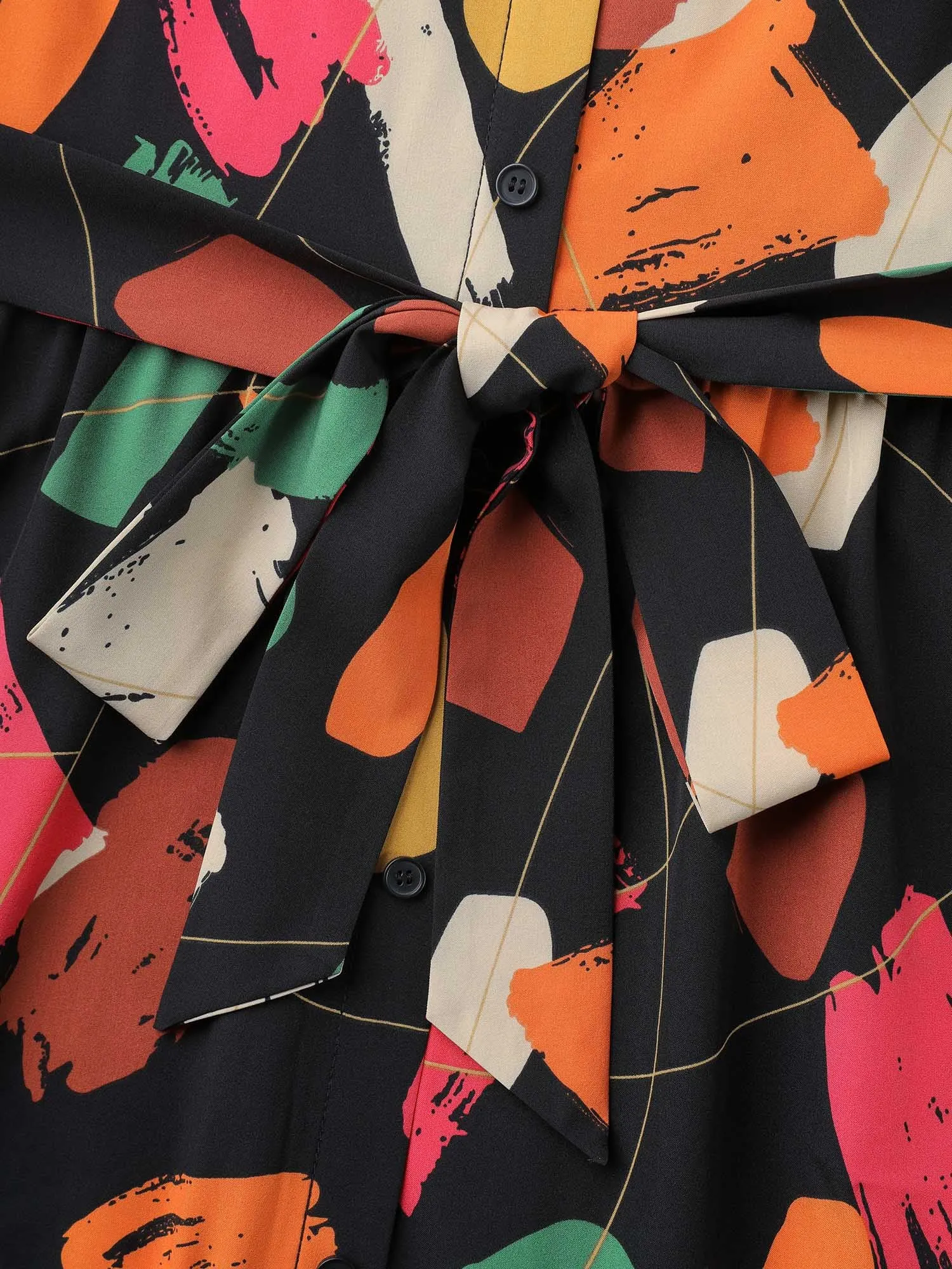 Color Brush Print Stretchy Waist Midi Dress sold by Bloomchic product image thumbnail 5