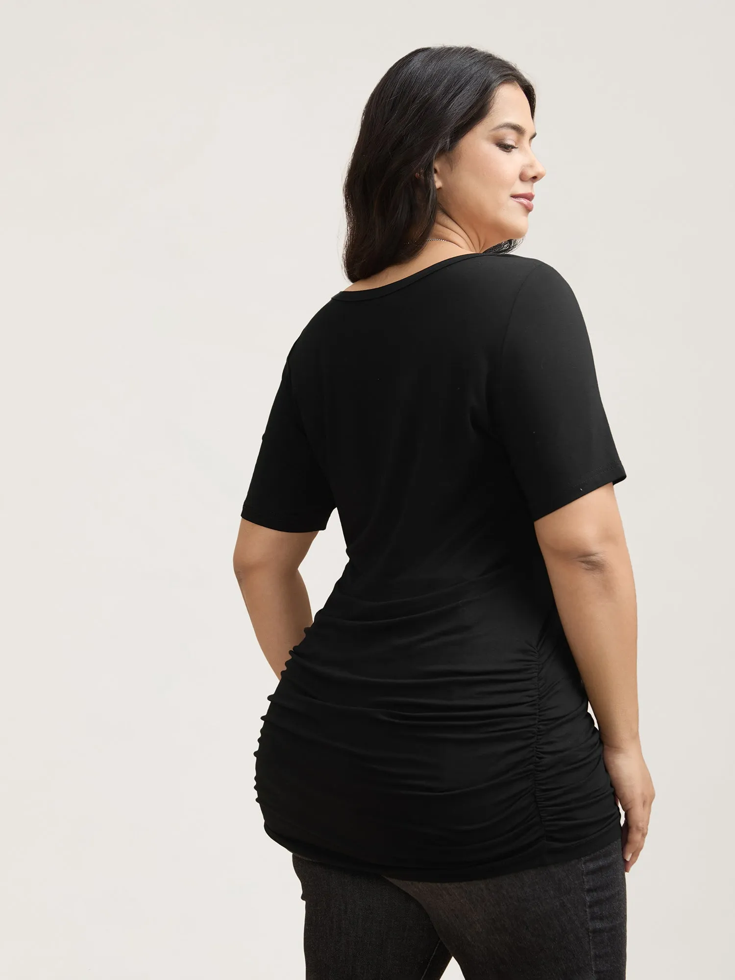 Stretchy Ruched Fitted Long T-Shirt sold by Bloomchic product image thumbnail 3