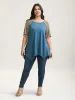 Plaid Spliced Hi-Low Hem Knit Top sold by Bloomchic