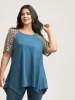 Plaid Spliced Hi-Low Hem Knit Top sold by Bloomchic