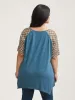 Plaid Spliced Hi-Low Hem Knit Top sold by Bloomchic