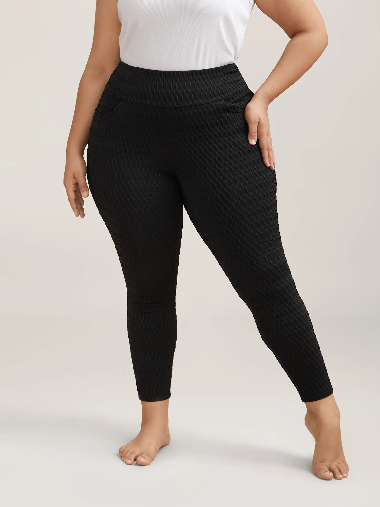 Textured Wide waist Super Stretch Leggings sold by Bloomchic