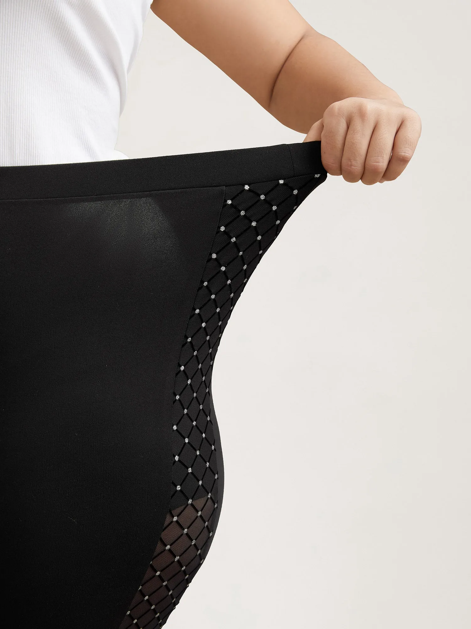 Mesh Spliced Skinny-Fit Leggings sold by Bloomchic product image thumbnail 3