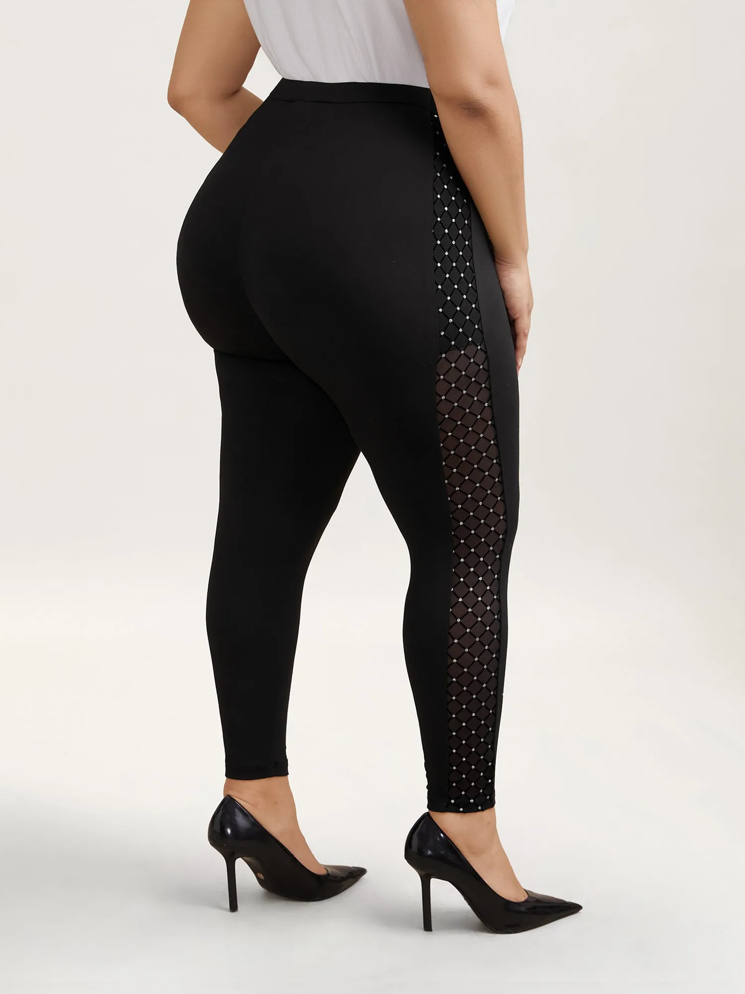 Mesh Spliced Skinny-Fit Leggings sold by Bloomchic product image thumbnail 5