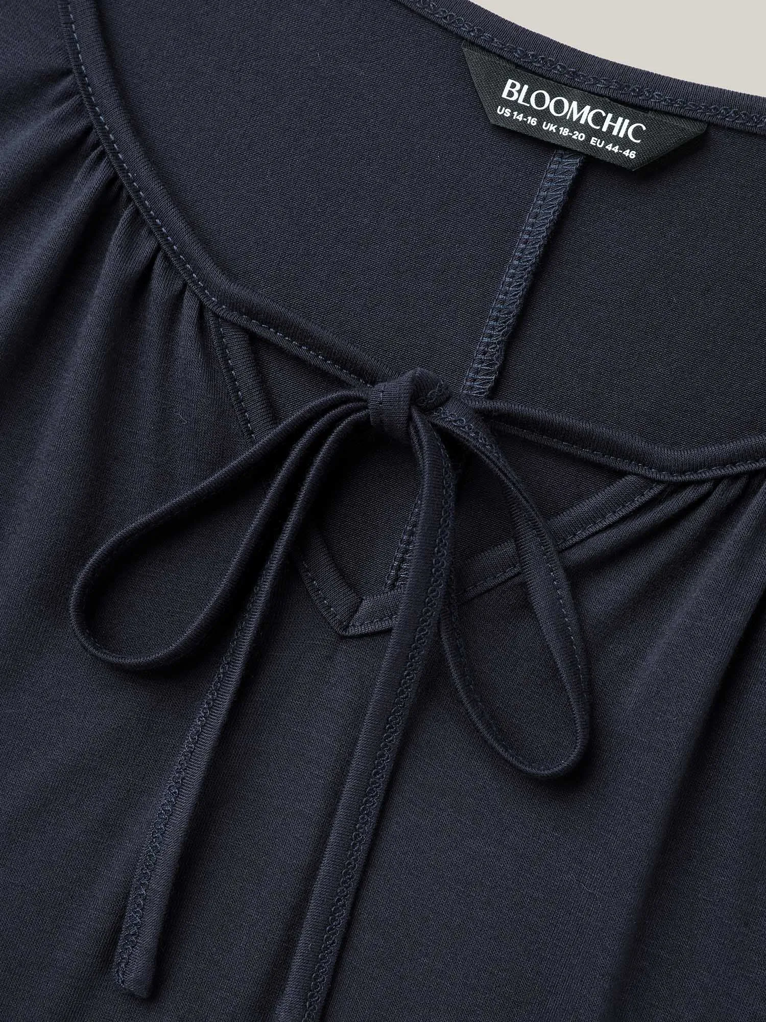 Dual-Tone Lace Neck Tie Relaxed T-Shirt sold by Bloomchic product image thumbnail 5