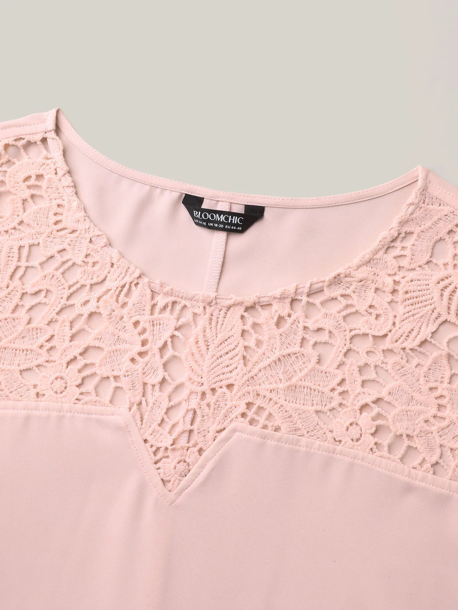 Sheer Lace Neck Half Sleeve Shirt sold by Bloomchic product image thumbnail 5