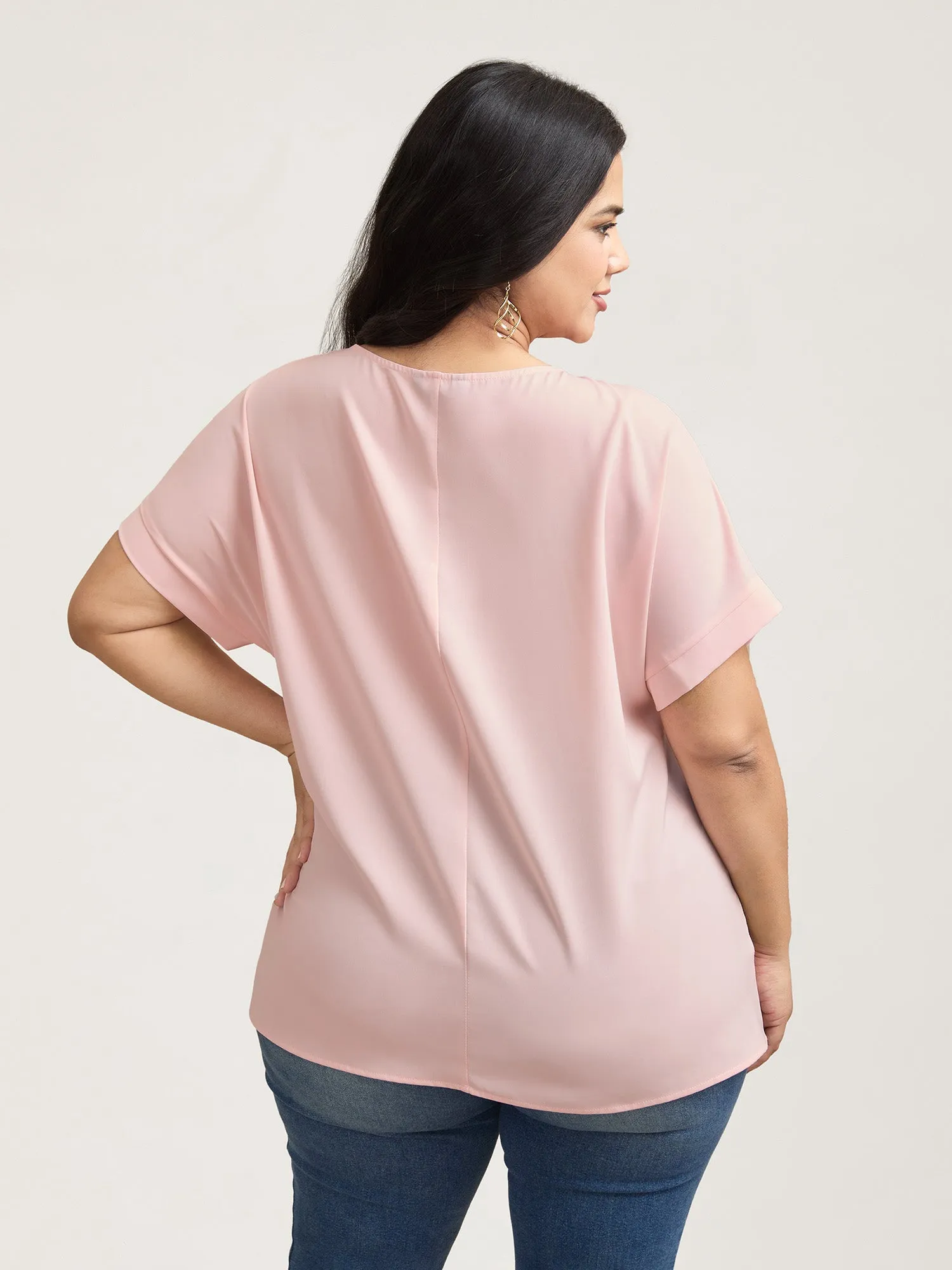 Sheer Lace Neck Half Sleeve Shirt sold by Bloomchic product image thumbnail 4