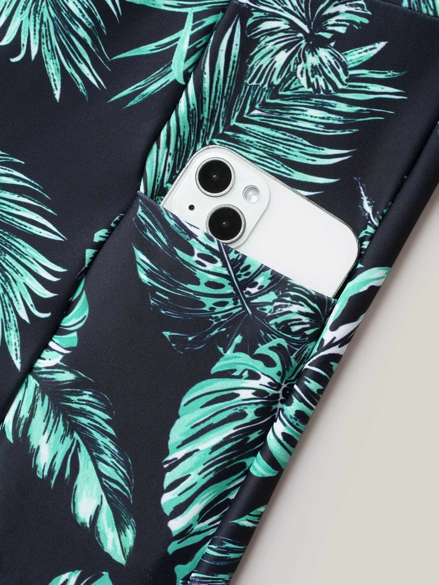 Tropical Leaf Print Pocket Swim Bottoms sold by Bloomchic product image thumbnail 5