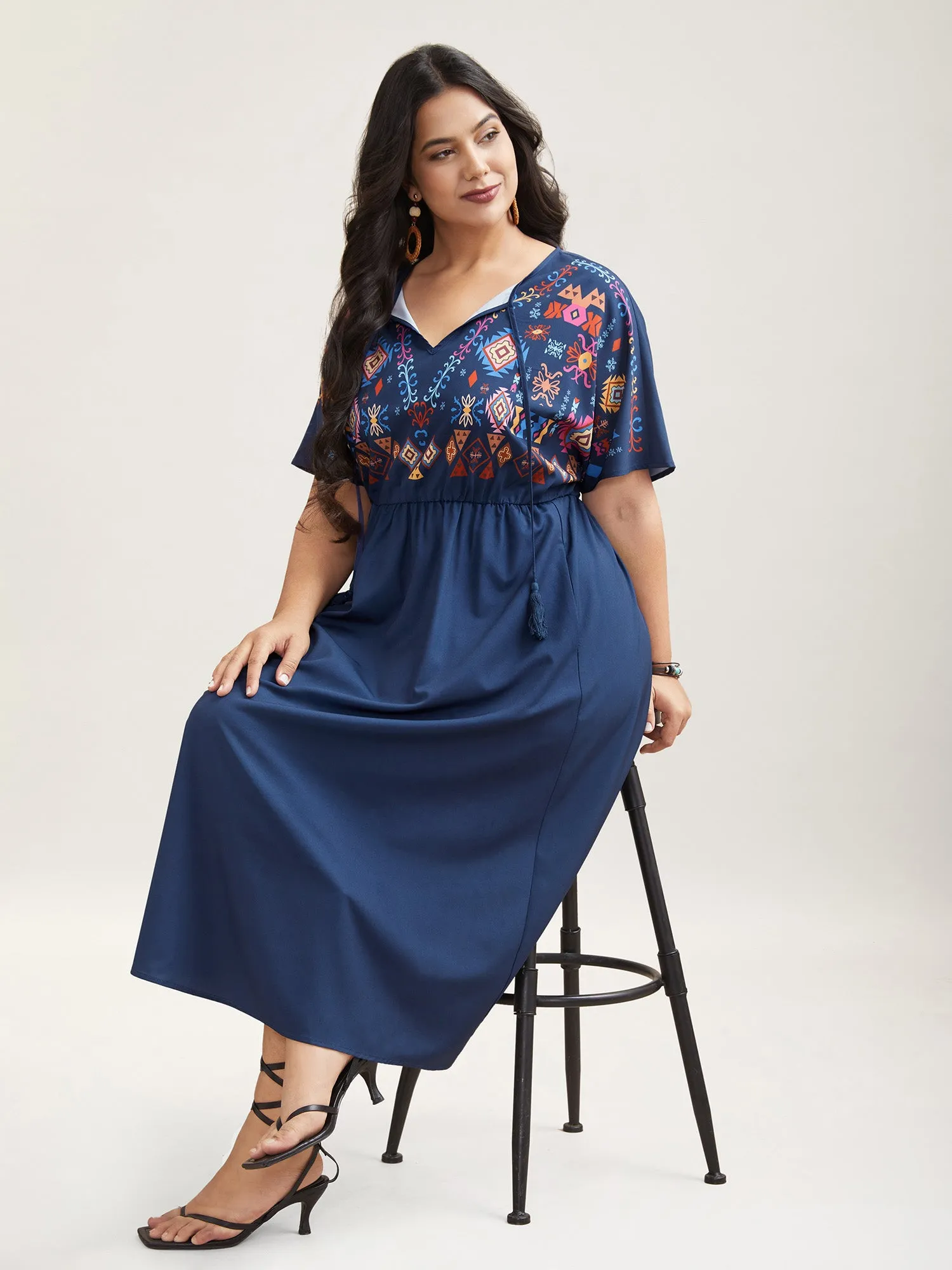 Multi-Color Floral Print Pockets Maxi Dress sold by Bloomchic product image thumbnail 3