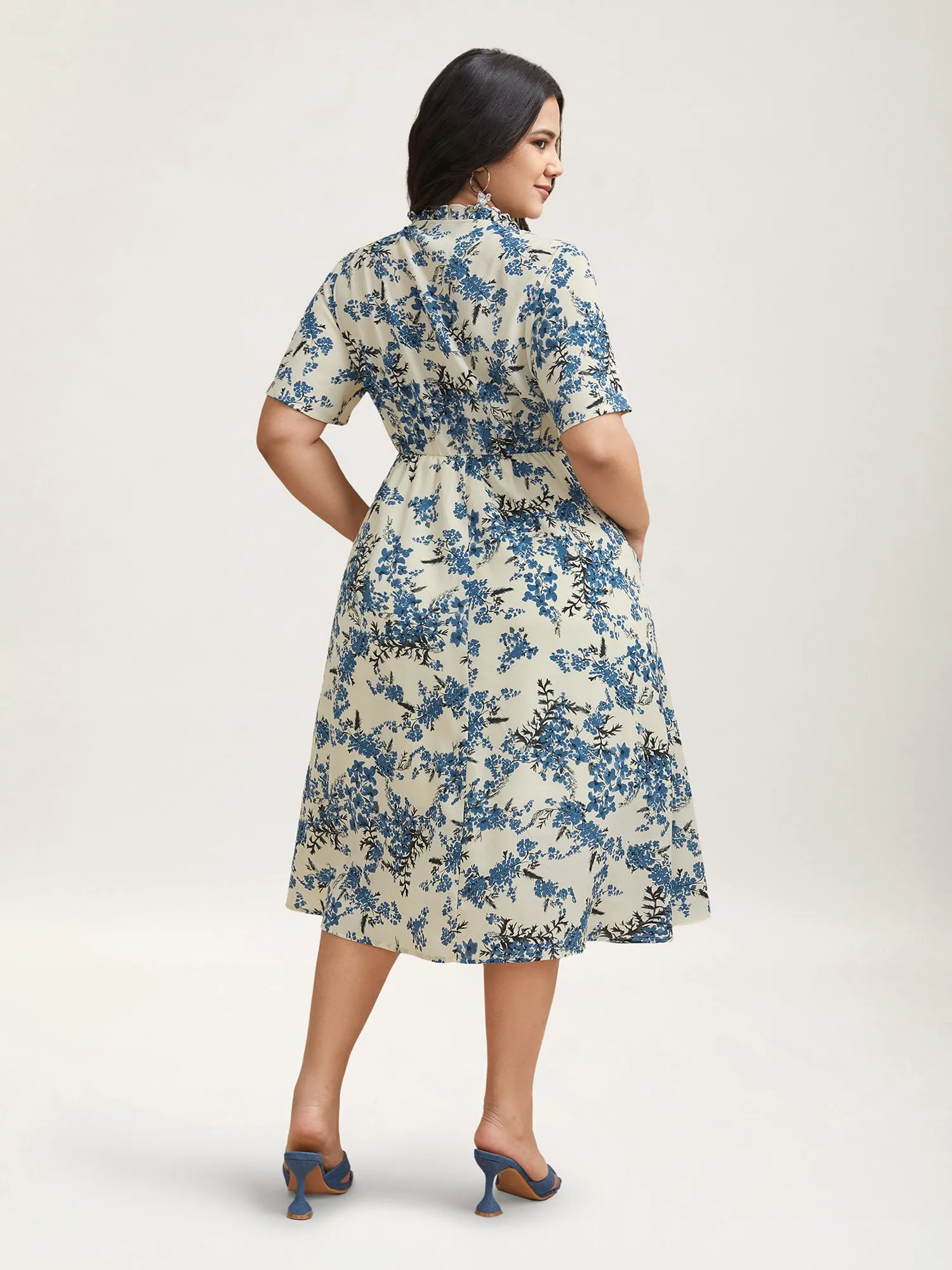 In Full Bloom Notched Collar Pockets Midi Dress sold by Bloomchic product image thumbnail 4
