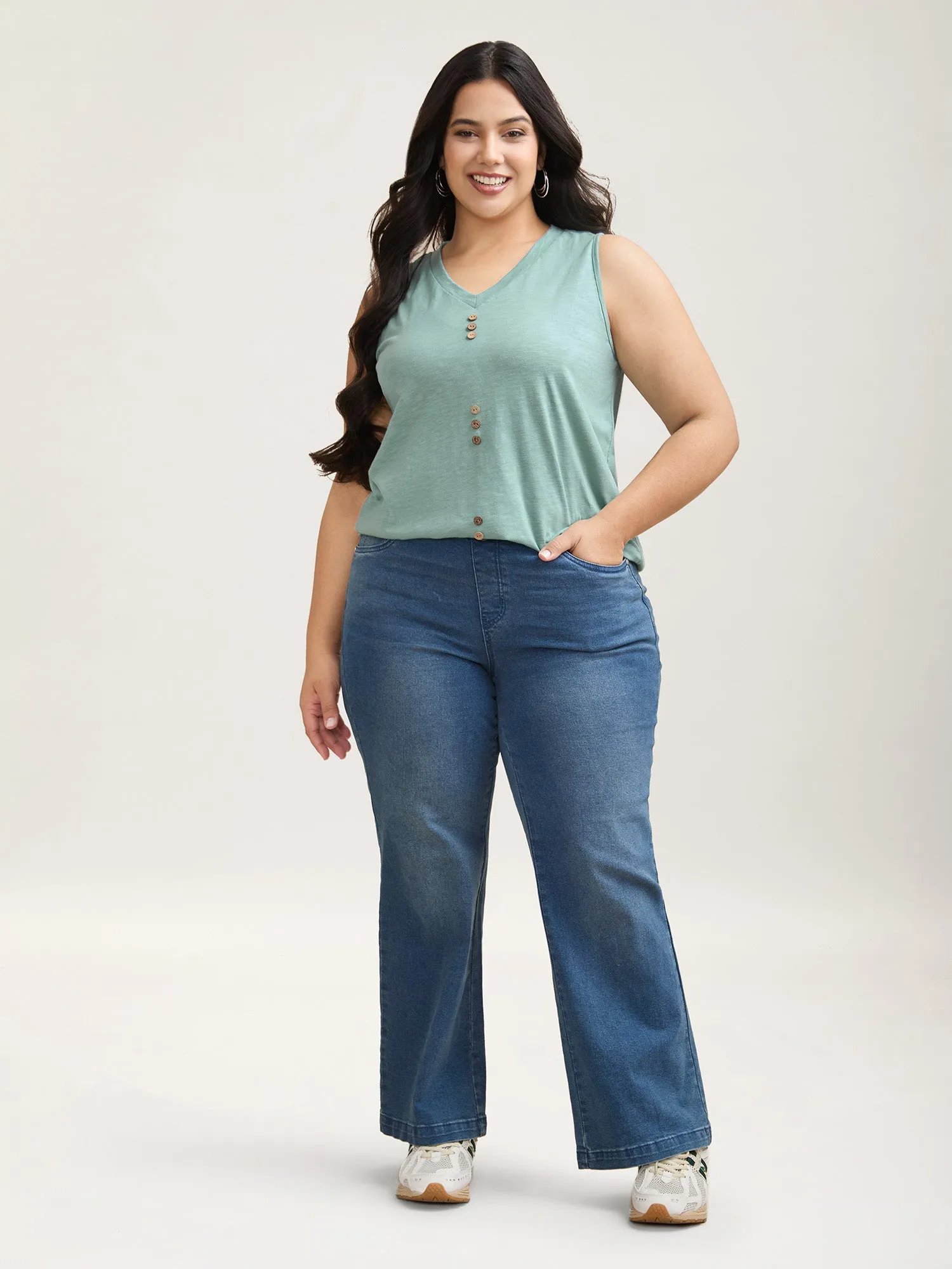 Bamboo Cotton Stretchy Button Vest sold by Bloomchic product image thumbnail 3