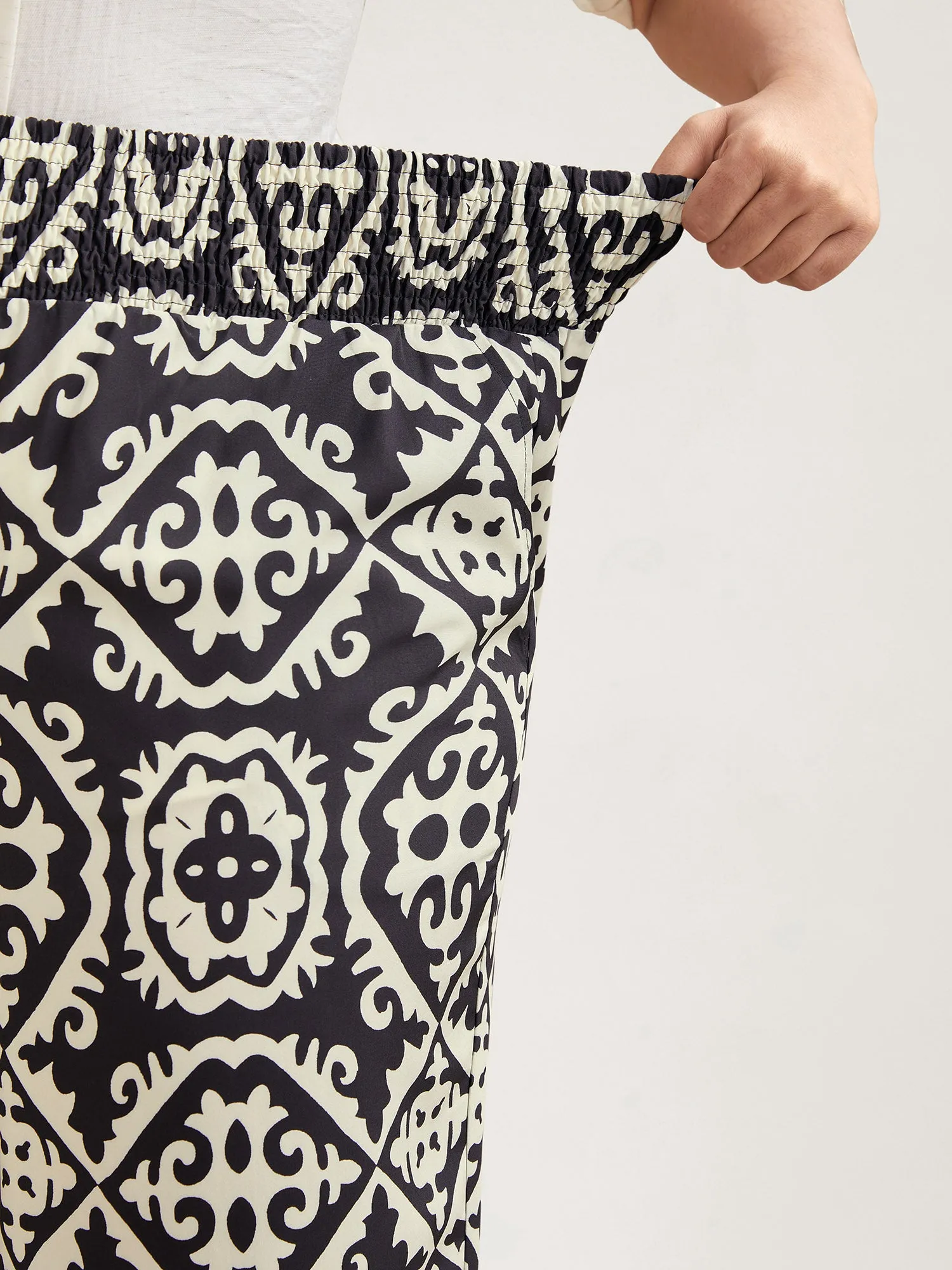 Ornate Print Contrast Hem Straight Leg Pants sold by Bloomchic product image thumbnail 4