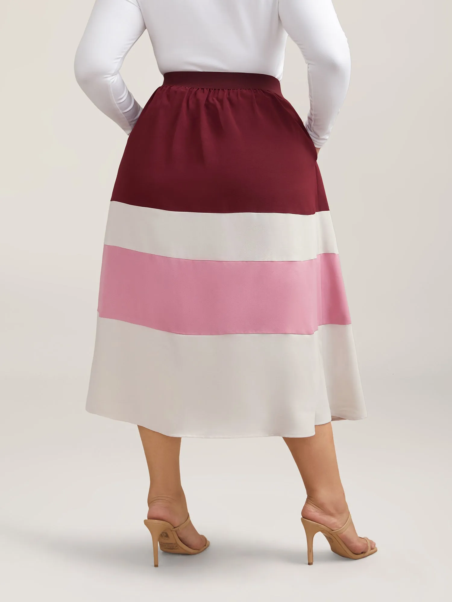Color Block Tiered Midi Skirt sold by Bloomchic product image thumbnail 5