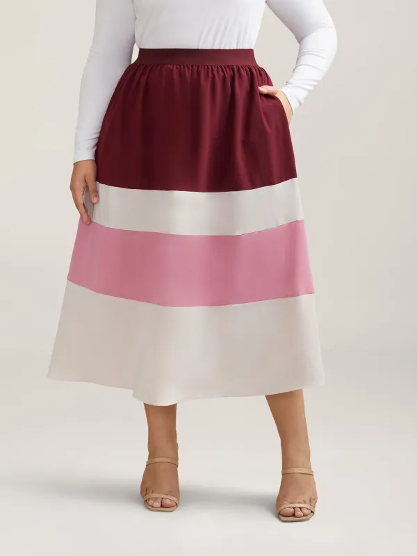Color Block Tiered Midi Skirt sold by Bloomchic