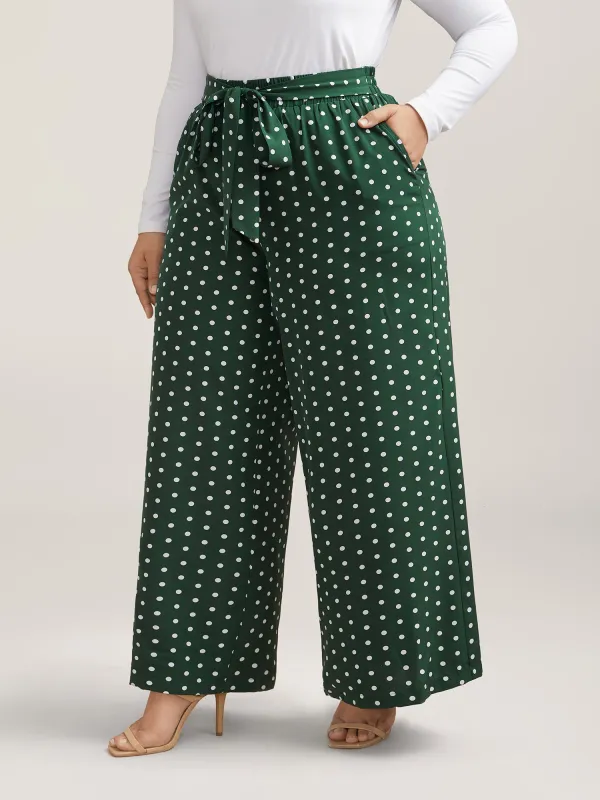 Polka Dots Tied Wide Leg Pants sold by Bloomchic
