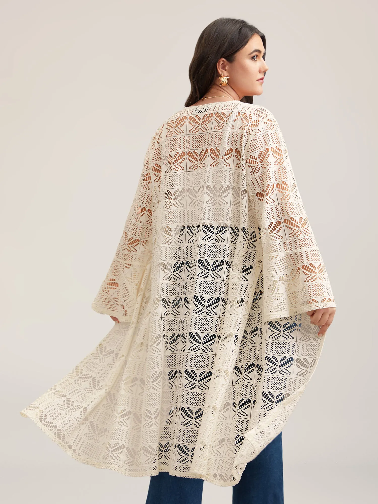 Textured Cut-Out Ruffled Kimono sold by Bloomchic product image thumbnail 5