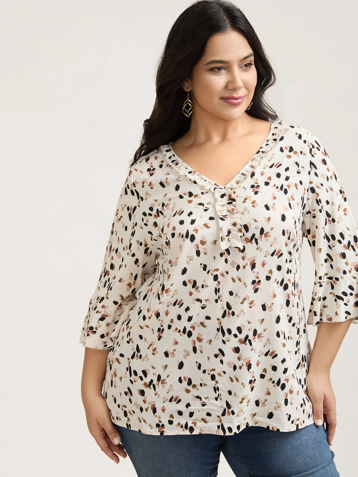 Leopard Print Ruffled Detail Shirt sold by Bloomchic product image thumbnail 4