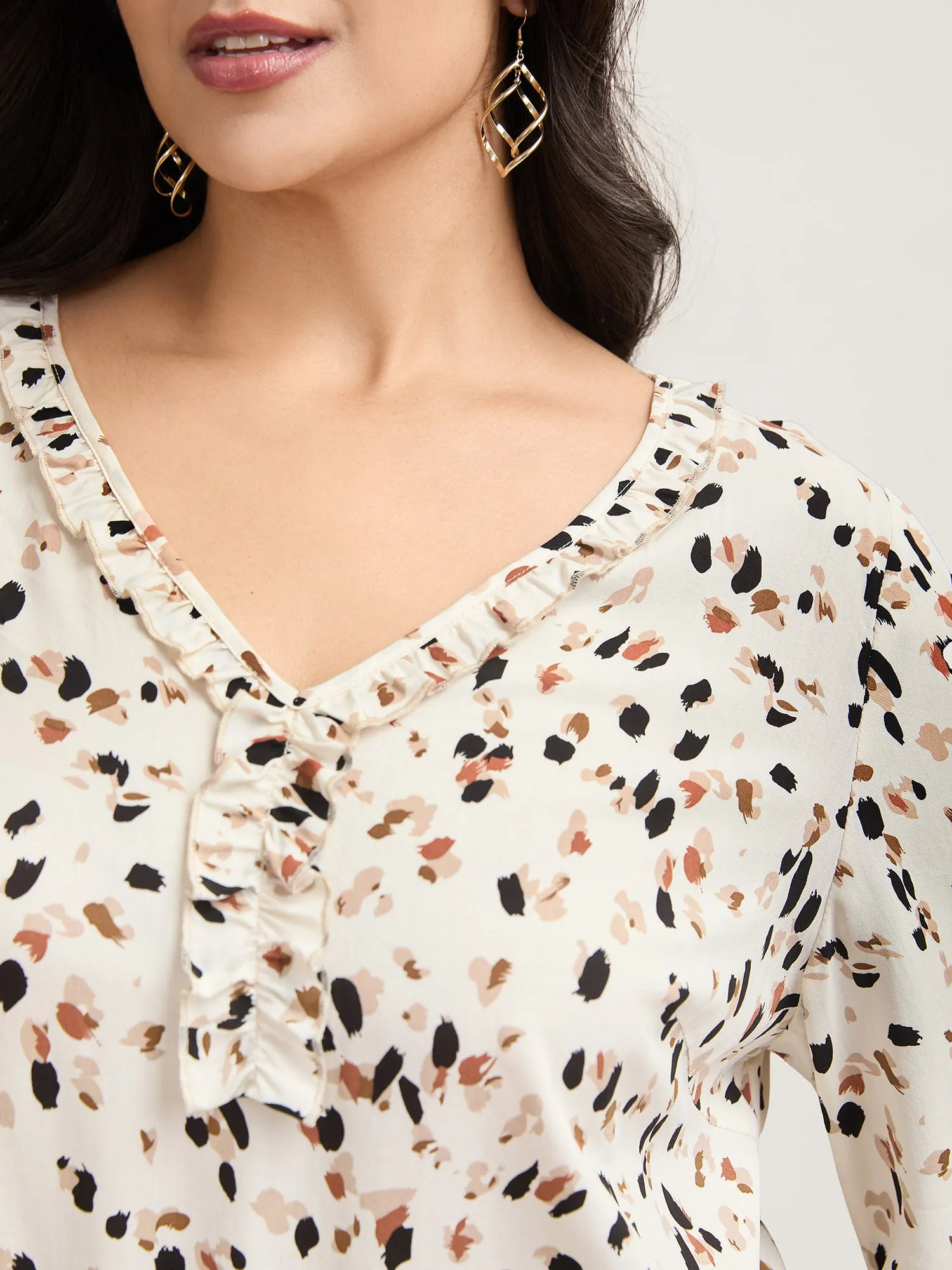 Leopard Print Ruffled Detail Shirt sold by Bloomchic product image thumbnail 3