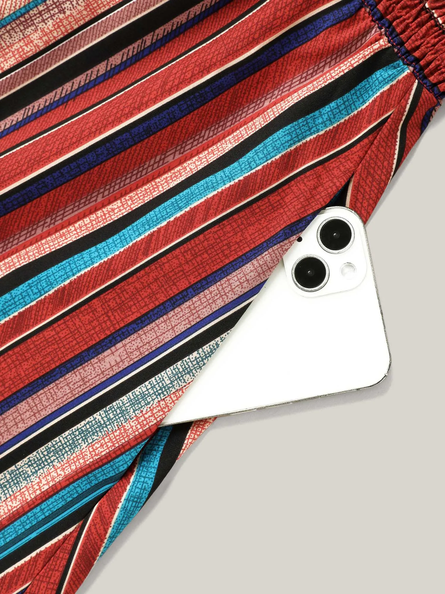 Striped Shirred V-Neck Half Sleeve Midi Dress sold by Bloomchic product image thumbnail 5