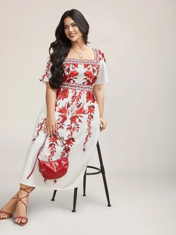 Bohemian Floral Print Stretchy Waist Maxi Dress sold by Bloomchic