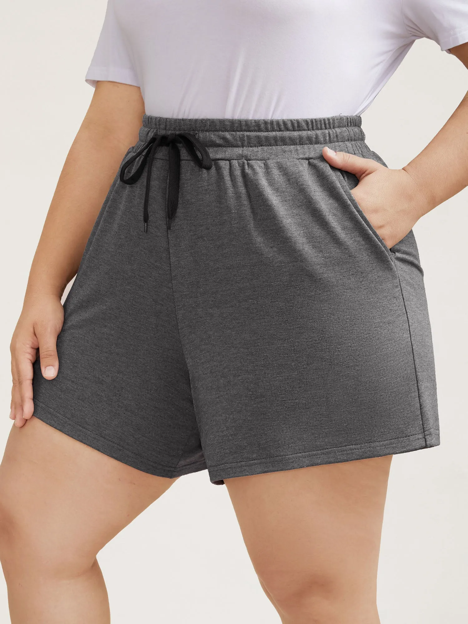 Color Contrast Heather Straight-Leg Shorts sold by Bloomchic