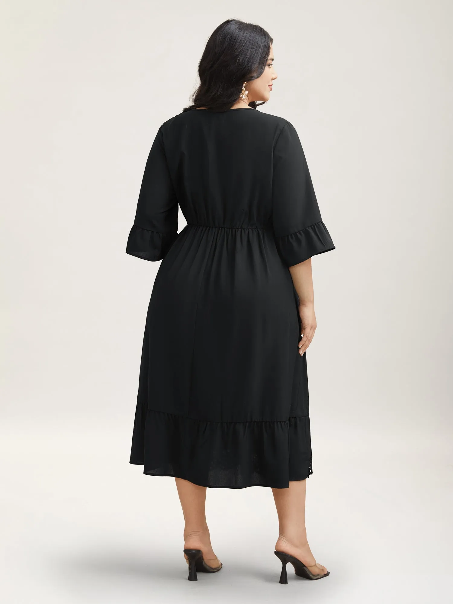 Cut-Out Waist-Defining Ruffled Midi Dress sold by Bloomchic product image thumbnail 4