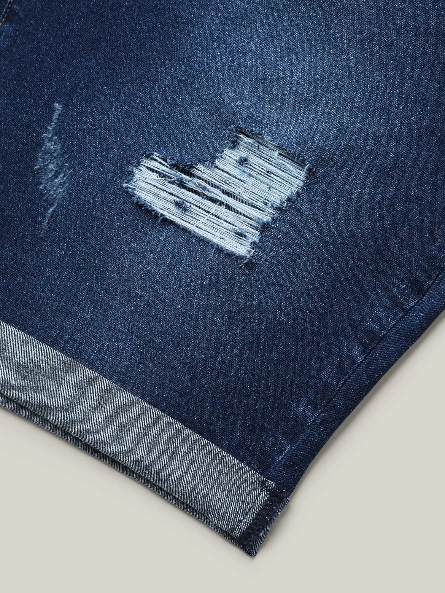 Ripped Straight-Leg Denim Shorts sold by Bloomchic product image thumbnail 5