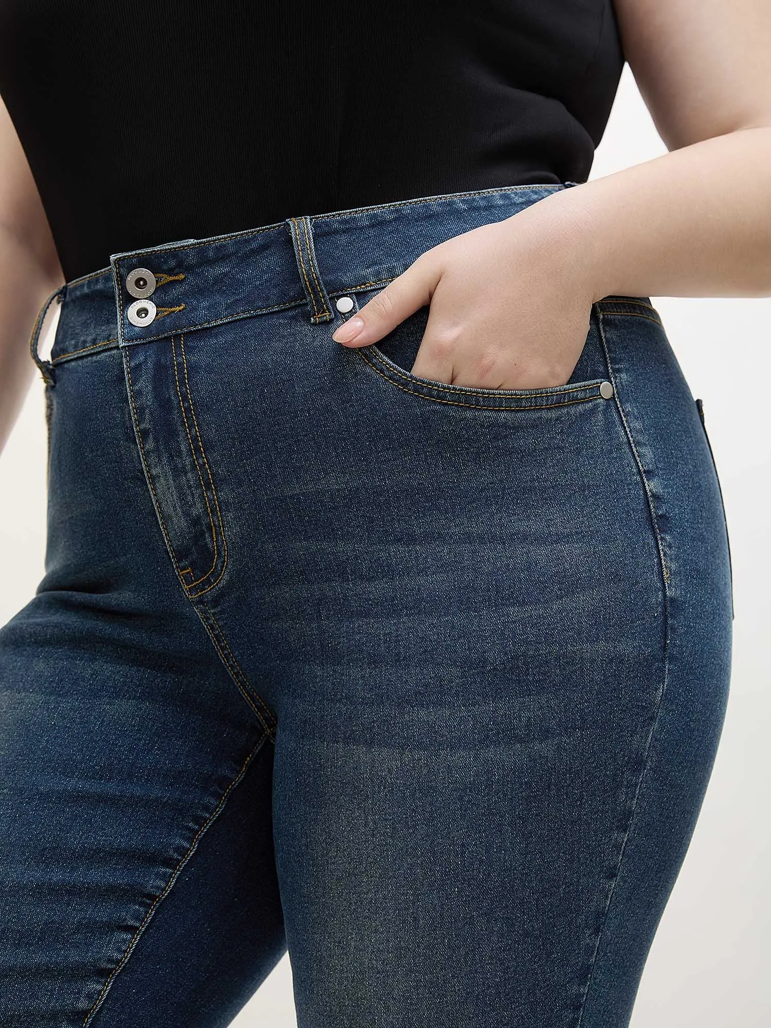 Whiskered Wash Mid-Rise Skinny-Fit Jeans sold by Bloomchic product image thumbnail 4