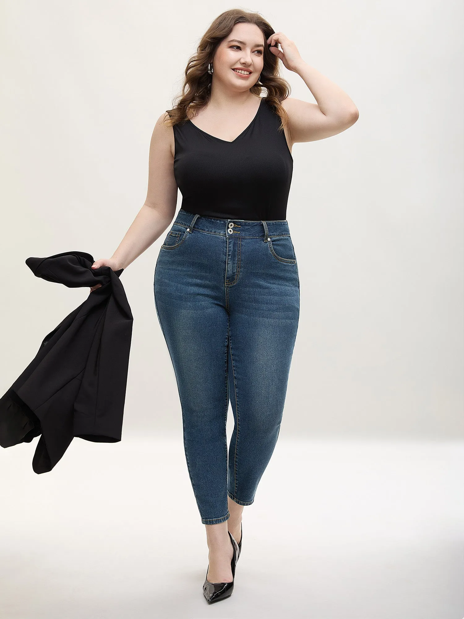 Whiskered Wash Mid-Rise Skinny-Fit Jeans sold by Bloomchic product image thumbnail 3
