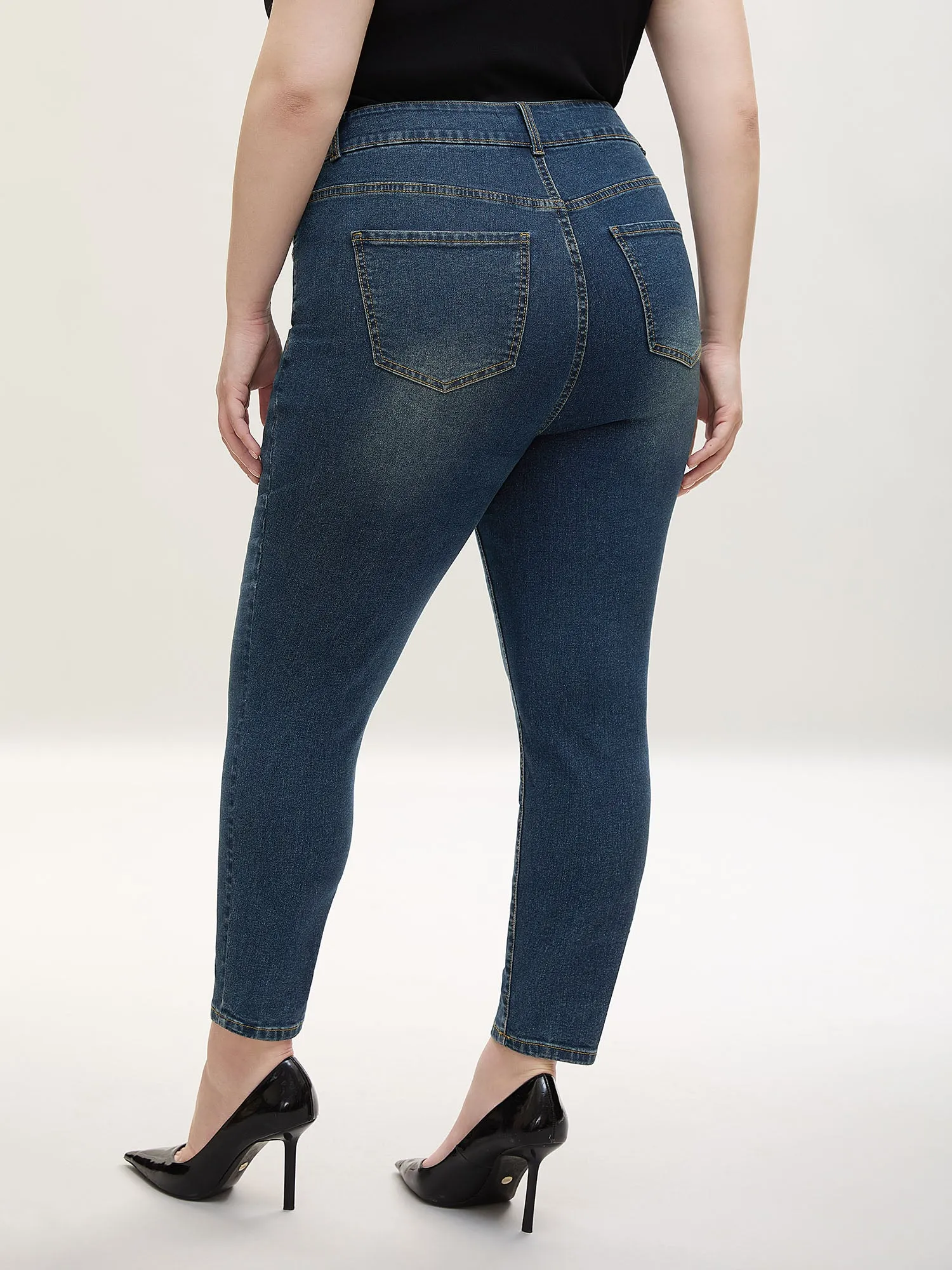 Whiskered Wash Mid-Rise Skinny-Fit Jeans sold by Bloomchic product image thumbnail 2
