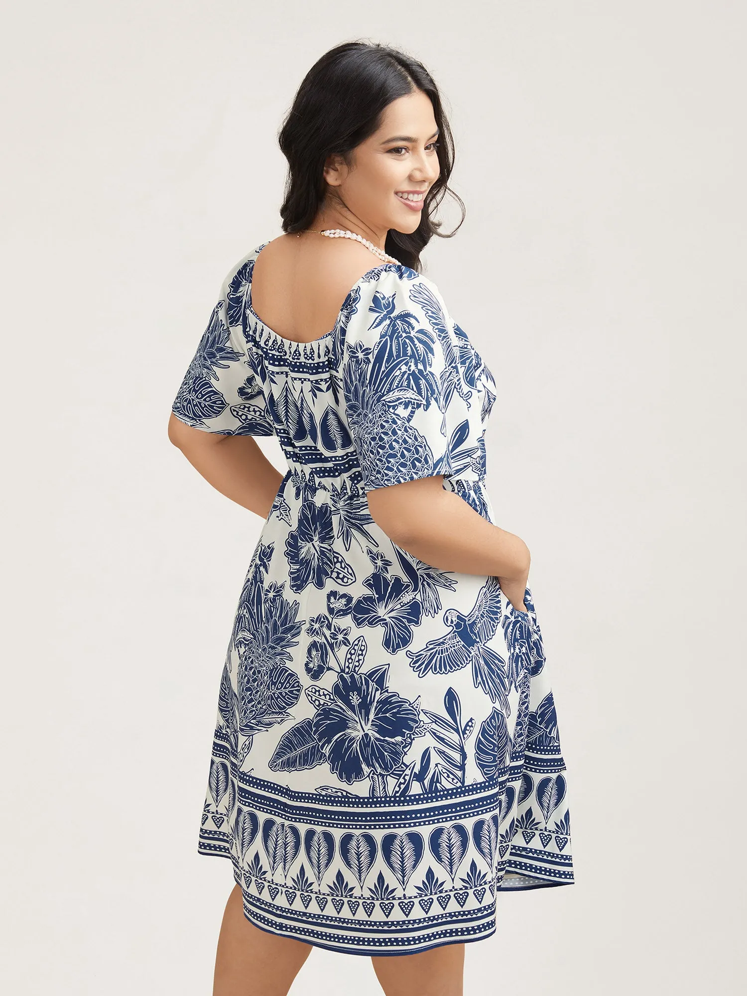 Boho Print Fit Flare Pockets Mini Dress sold by Bloomchic product image thumbnail 4