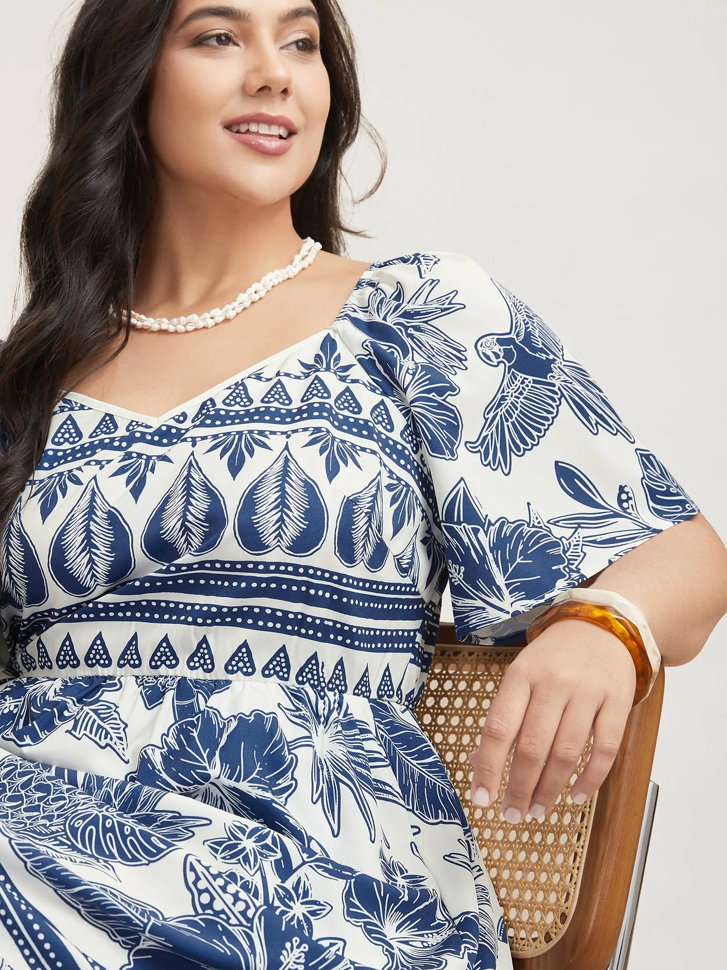 Boho Print Fit Flare Pockets Mini Dress sold by Bloomchic product image thumbnail 2
