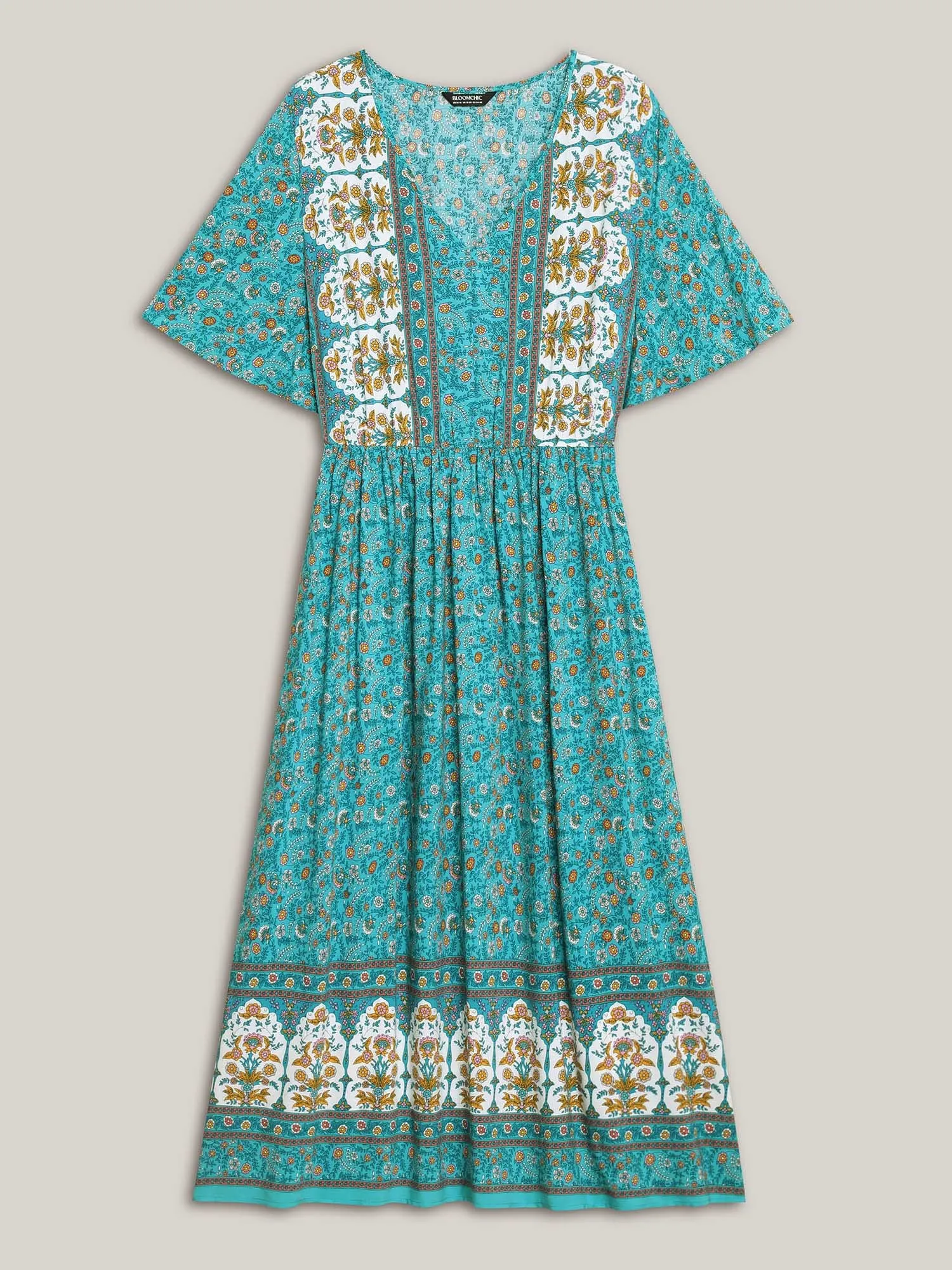 Boho Floral Print V-Neck Maxi Dress sold by Bloomchic product image thumbnail 5