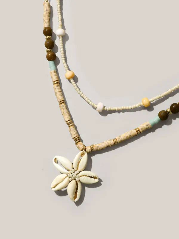 Starfish Beaded Layered Necklace sold by Bloomchic
