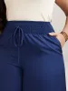 Contrast Geo Print Hem Wide-Leg Pants sold by Bloomchic