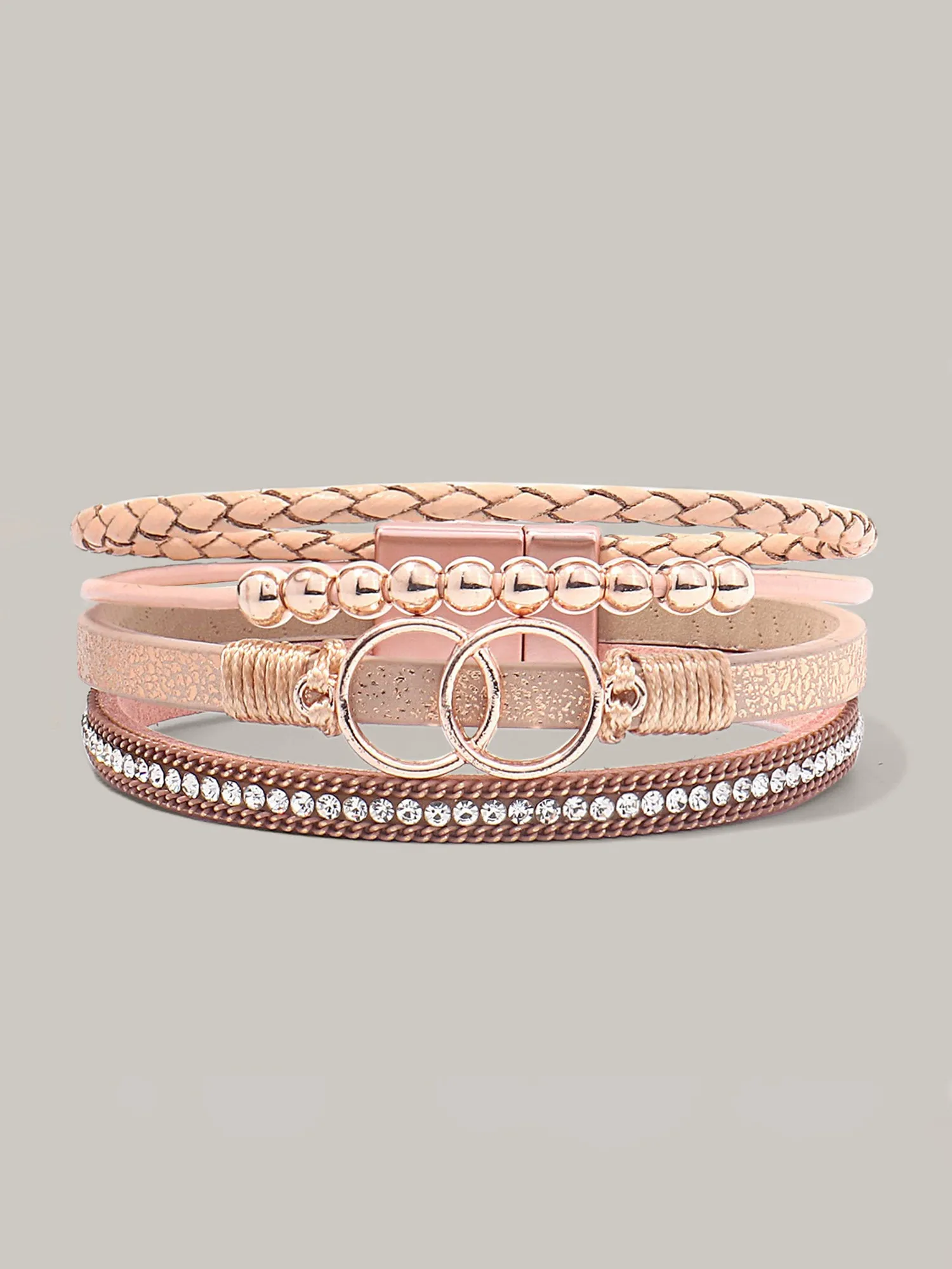 Four Layered Beaded Hinge Bracelet sold by Bloomchic