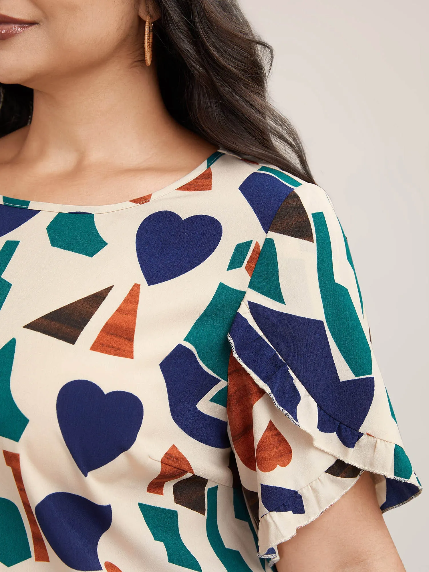 Abstract Print Round Neck Half Sleeve Shirt sold by Bloomchic product image thumbnail 3